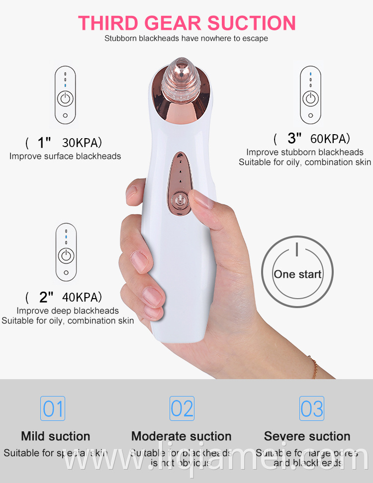 Portable skin care facial nose electric ultrasonic acne pore cleaner vacuum blackhead suction remover